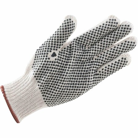 Global Industrial PVC Dot Knit Gloves, Single-Sided, Black, Large, 1-Dozen 708352L